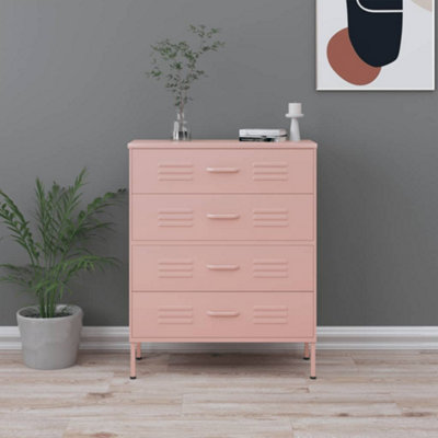 Vidaxl Chest Of Drawers Pink 80X35X101.5 Cm Steel Chests Of Drawers from B&Q