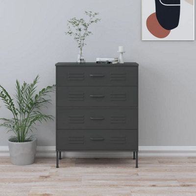 Vidaxl Chest Of Drawers Anthracite 80X35X101.5 Cm Steel Chests Of Drawers from B&Q