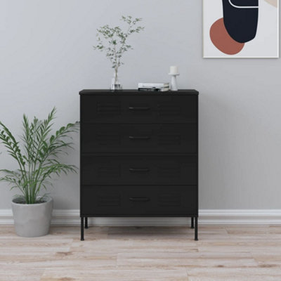 Vidaxl Chest Of Drawers Black 80X35X101.5 Cm Steel Chests Of Drawers from B&Q