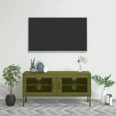 Vidaxl Tv Cabinet Olive 105X35x50 Cm Steel Green