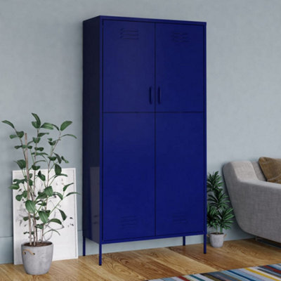 B&Q -  Wardrobe Navy Blue 90X50X180 Cm Steel