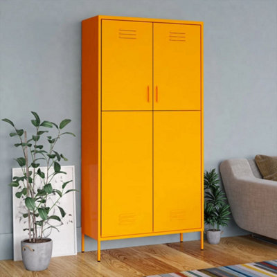 B&Q -  Wardrobe Mustard Yellow 90X50X180 Cm Steel Wardrobes