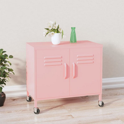 Vidaxl Storage Cabinet Pink Steel Home Sideboard Cupboard Display Cabinet - Image 3