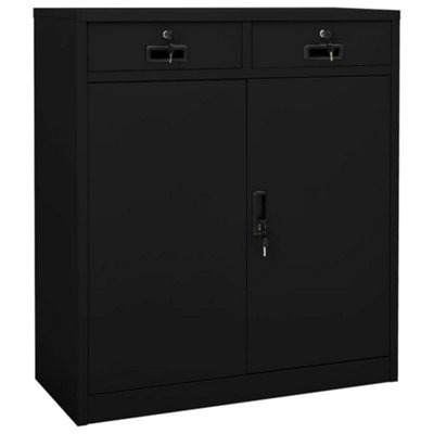 Vidaxl Black Office Cabinet 90X40x102 Cm Steel Size 2