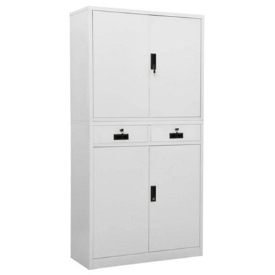 B&Q -  Office Cabinet Light Grey 90X40X180 Cm Steel