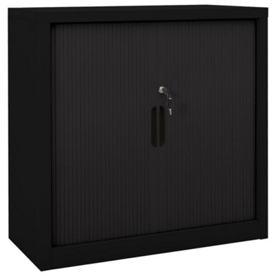 Vidaxl Sliding Door Cabinet Black 90X40X90 Cm Steel from B&Q