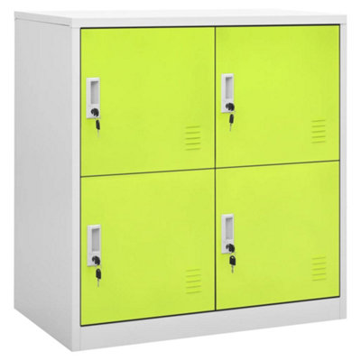 VidaXL Locker Cabinet - 90x45x92.5 cm - Steel - Light Grey and Green - 4 Lockers - Image 3