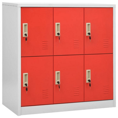 B&Q -  Locker Cabinet Light Grey And Red 90X45X92.5 Cm Steel