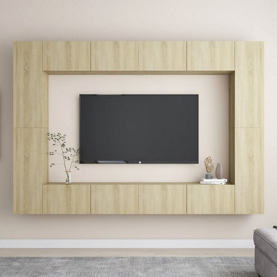 B&Q -  8 Piece Tv Cabinet Set Sonoma Oak Engineered Wood