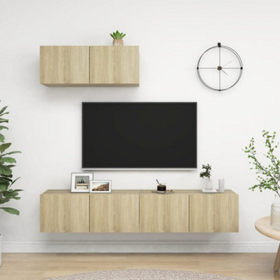 Vidaxl Tv Cabinets 3 Pcs Sonoma Oak Engineered Wood from B&Q