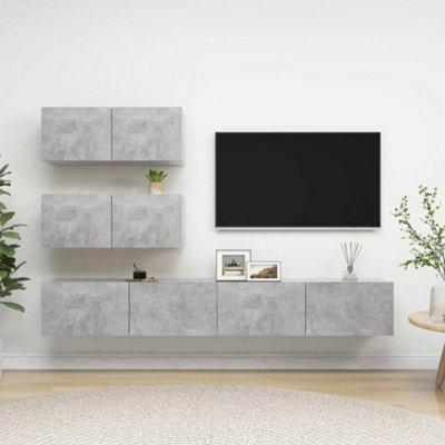B&Q -  4 Piece Tv Cabinet Set Concrete Grey Engineered Wood
