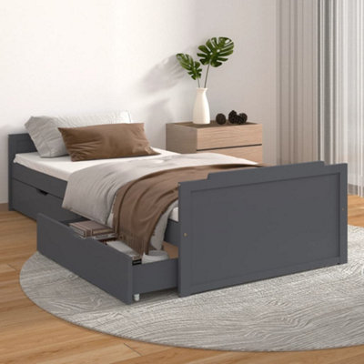 Vidaxl Bed Frame Without Mattress Dark Grey Solid Wood Pine 90X200 Cm from B&Q