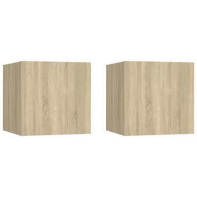 B&Q -  Bedside Cabinets 2 Pcs Sonoma Oak 30.5X30X30 Cm Engineered Wood