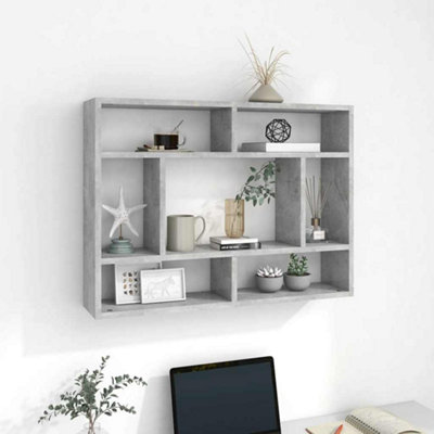 B&Q -  Wall Shelf Concrete Grey 75X16X55 Cm Engineered Wood