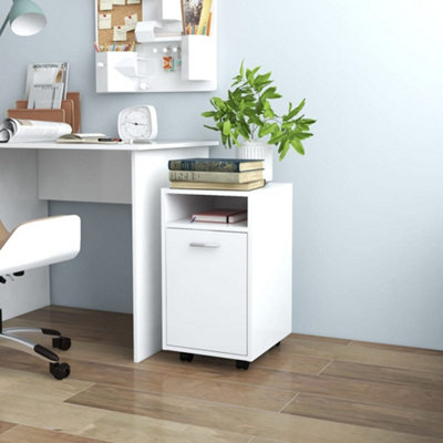 B&Q -  Side Cabinet With Wheels White 33X38X60 Cm Engineered Wood
