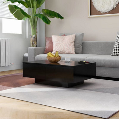 Vidaxl Coffee Table Black Engineered Wood Living Room Couch End Sofa Table - Image 3