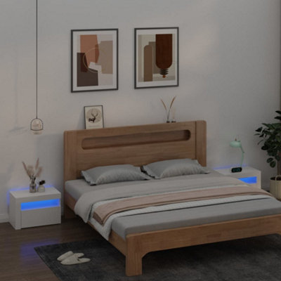 Vidaxl Bedside Cabinets 2 Pcs With Leds White 60X35X40 Cm from B&Q