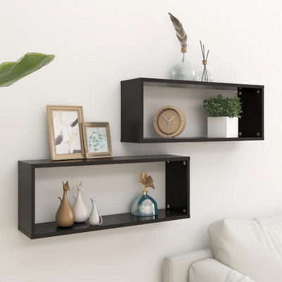 Vidaxl Wall Cube Shelf 2 Pcs 60X15x23 Cm Engineered Wood Black