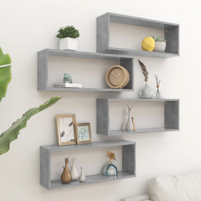 Vidaxl Wall Cube Shelf 4 Pcs Concrete Grey 60X15X23 Cm Engineered Wood from B&Q