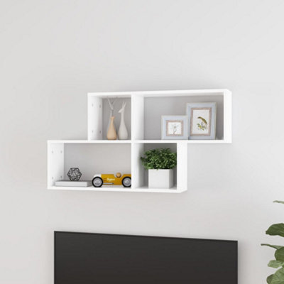 Vidaxl Wall Shelf White Engineered Wood Wall-Mounted Hanging Floating Shelf - Image 2