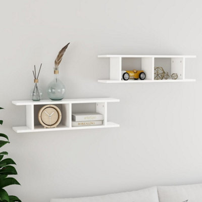 B&Q -  Wall Shelves 2 Pcs White 75X18X20 Cm Engineered Wood
