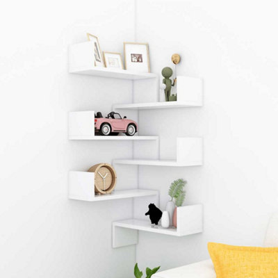B&Q -  Wall Corner Shelf 2 Pcs White 40X40X50 Cm Engineered Wood