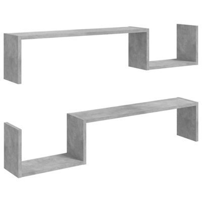 B&Q -  Wall Shelf 2 Pcs Concrete Grey 100X15X20 Cm Engineered Wood