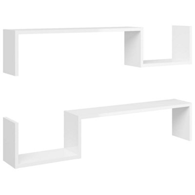 Vidaxl Wall Shelf 2 Pcs High Gloss 100X15x20 Cm Engineered Wood White