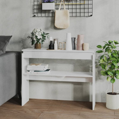 B&Q -  Console Table High Gloss White 102X30X80 Cm Engineered Wood