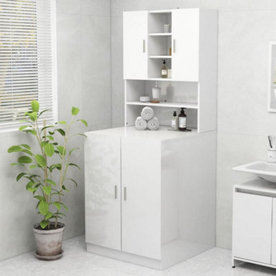 Vidaxl Washing Machine Cabinet High Gloss 70.5X25.5x90 Cm White