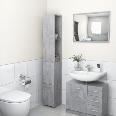 Vidaxl Bathroom Cabinet Concrete Grey 25X26.5X170 Cm Engineered Wood from B&Q