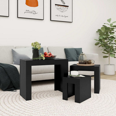 Vidaxl Nesting Coffee Tables 3 Pcs Engineered Wood Black