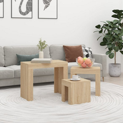 B&Q -  Nesting Coffee Tables 3 Pcs Sonoma Oak Engineered Wood
