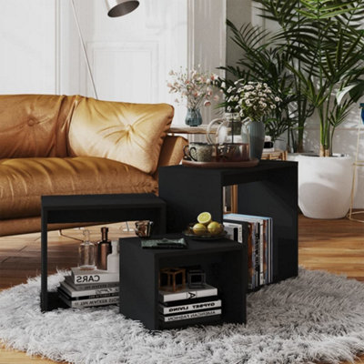 Vidaxl Nesting Tables 3 Pcs Engineered Wood Black