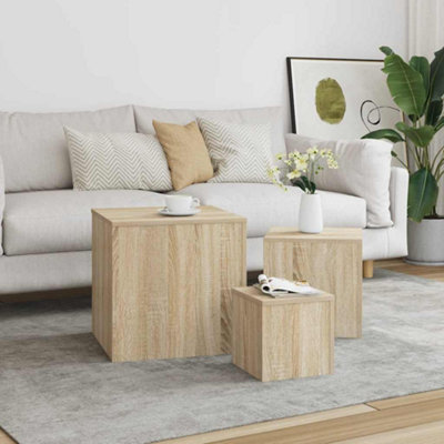 B&Q -  Side Tables 3 Pcs Sonoma Oak Engineered Wood
