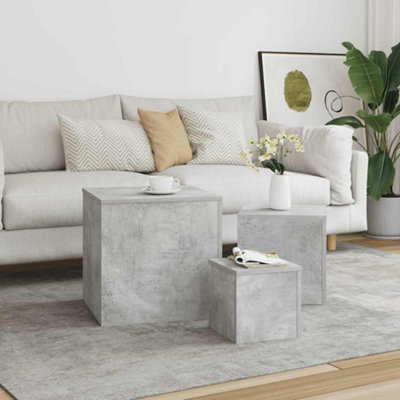 Vidaxl Side Tables 3 Pcs Concrete Engineered Wood Grey
