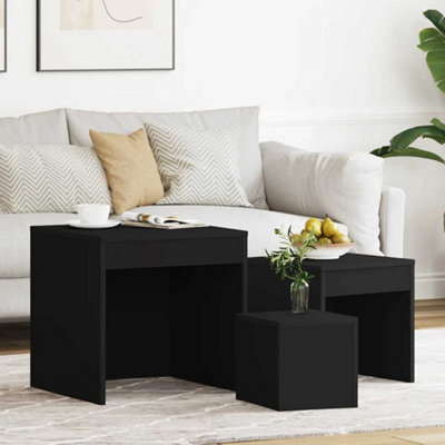 Vidaxl Nesting Tables 3 Pcs Engineered Wood Nesting Tables Black