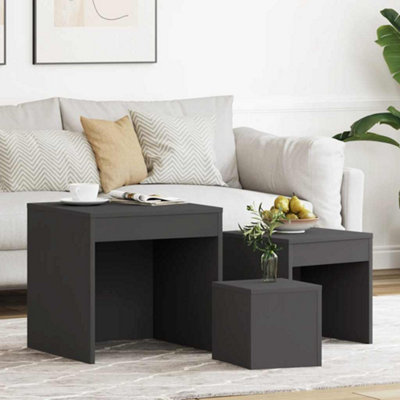Vidaxl Nesting Tables 3 Pcs Engineered Wood Nesting Tables Grey