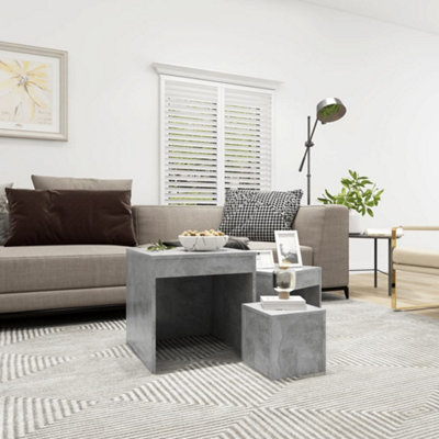 B&Q -  Nesting Tables 3 Pcs Concrete Grey Engineered Wood