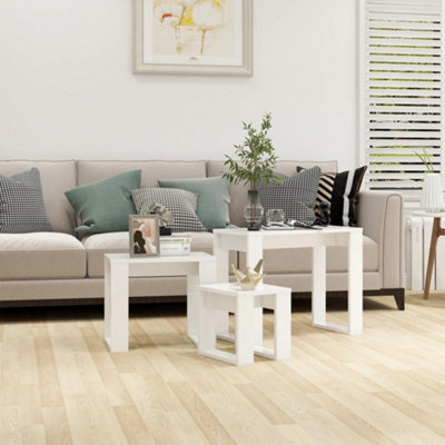 B&Q -  Nesting Tables 3 Pcs White Engineered Wood Nesting Tables