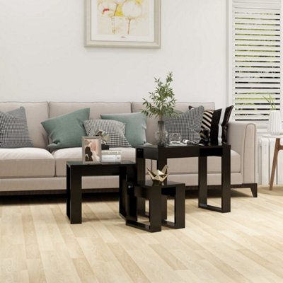 Vidaxl Nesting Tables 3 Pcs Engineered Wood Nesting Tables Black