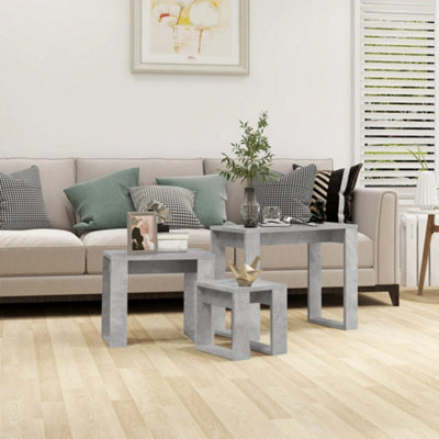 Vidaxl Nesting Tables 3 Pcs Concrete Engineered Wood Nesting Tables Grey