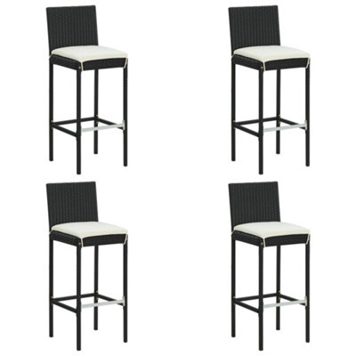 Vidaxl Garden Bar Stools With Cushions 4 Pcs Black Poly Rattan Bar Stools from B&Q