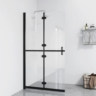 Vidaxl Foldable Walk-In Shower Wall Half Frosted Esg Glass 80X190 Cm