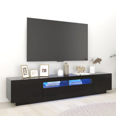 Vidaxl Tv Cabinet With Led Lights 200X35x40 Cm Black
