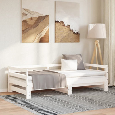 Vidaxl Pull-Out Day Bed Without Mattress White 2X(90X200)Cm from B&Q