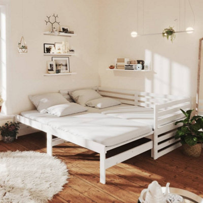 Vidaxl Pull-Out Day Bed Without Mattress White 2X(90X200)Cm from B&Q