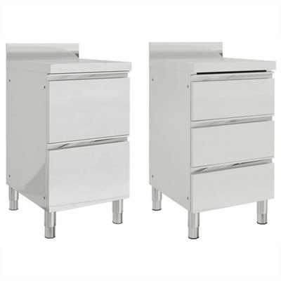 Vidaxl Commercial Kitchen Cabinets 2 Pcs Stainless Steel Kitchen Cabinets