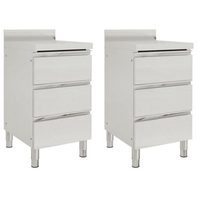 Vidaxl Commercial Kitchen Cabinets With 3 Drawers 2 Pcs Stainless Steel Kitchen Cabinets
