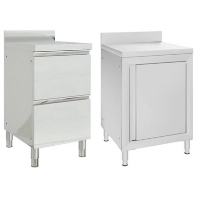 Vidaxl Commercial Kitchen Cabinets 2 Pcs Stainless Steel Kitchen Cabinets